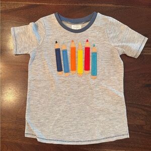 Mud Pie Gray Shirt with Colorful Pencil Design